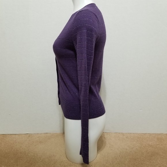 American Eagle cardigan Small metallic stripe knit button front sweater - Picture 2 of 12